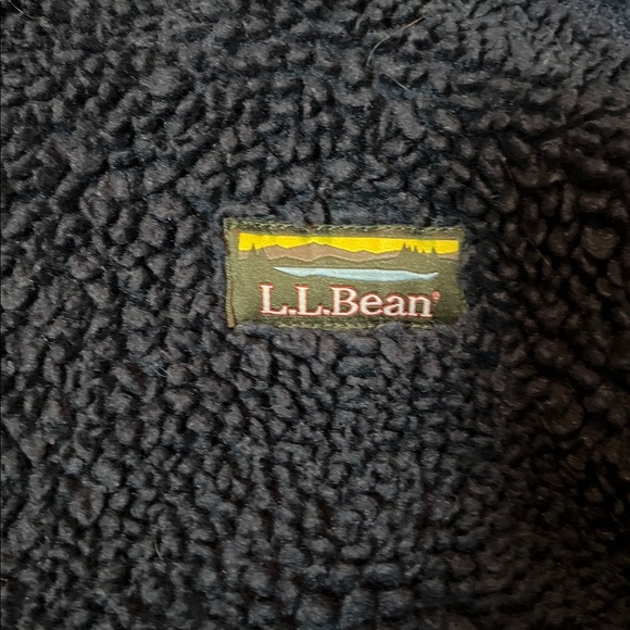 LL Bean Mountain Pile Dark Blue Fleece Jacket with Rust Accents - Picture 4 of 5
